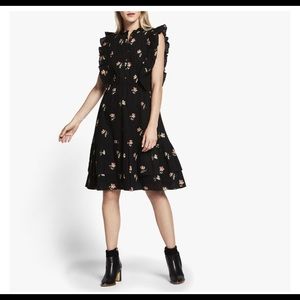 Estelle Dress in Floral-Printed Swiss Dot Cotton